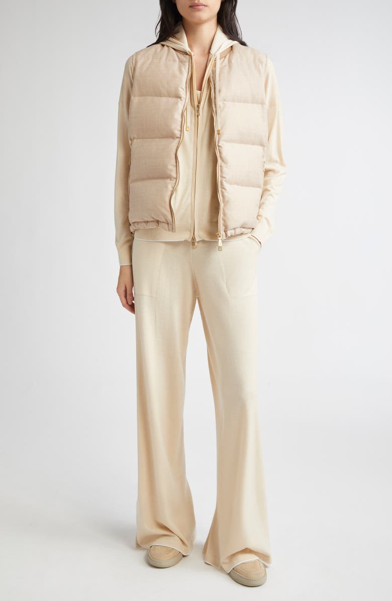 Eleventy Merino Wool Zip Hoodie, Alternate, color, Beige And White