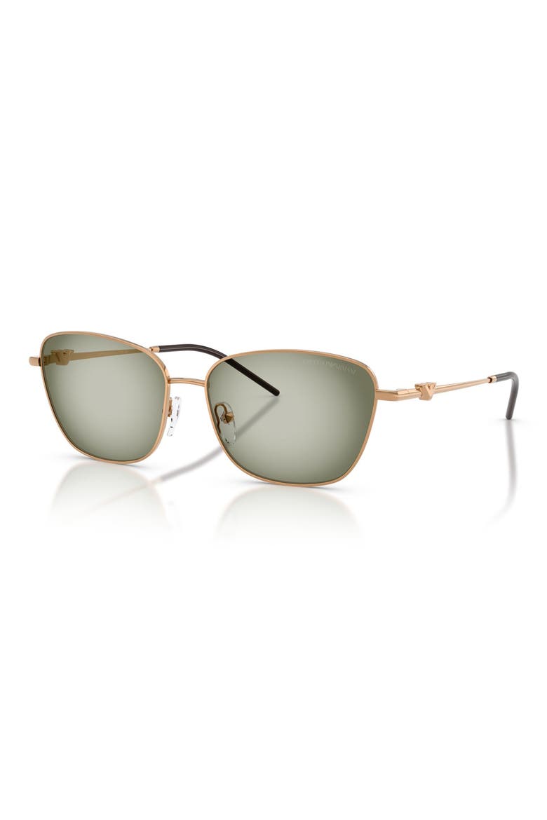 57mm Irregular Sunglasses, Alternate, color, SHINY METALIZED BROWN / GREEN