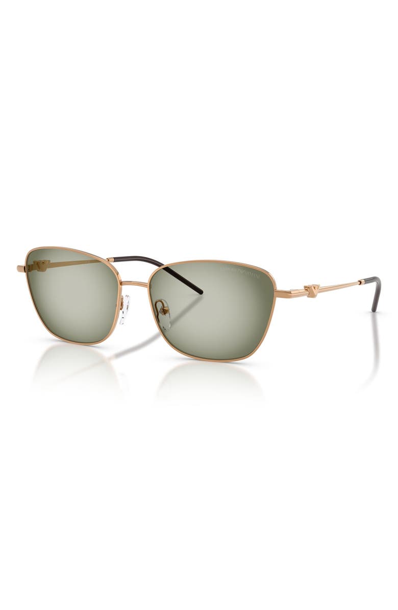 Emporio Armani 57mm Irregular Sunglasses, Alternate, color, Shiny Metalized Brown / Green
