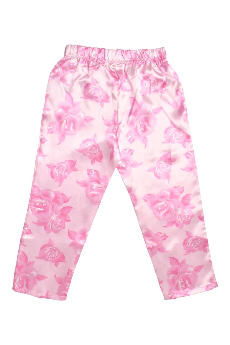 Kids' Rose Satin 3-Piece Pajama Set, Alternate, color, LOLLIPOP
