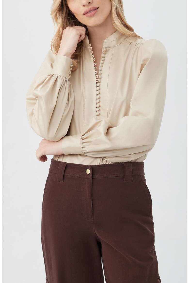 Sisi Long Sleeve Organic Cotton Shirt, Alternate, color, SAHARA STONE