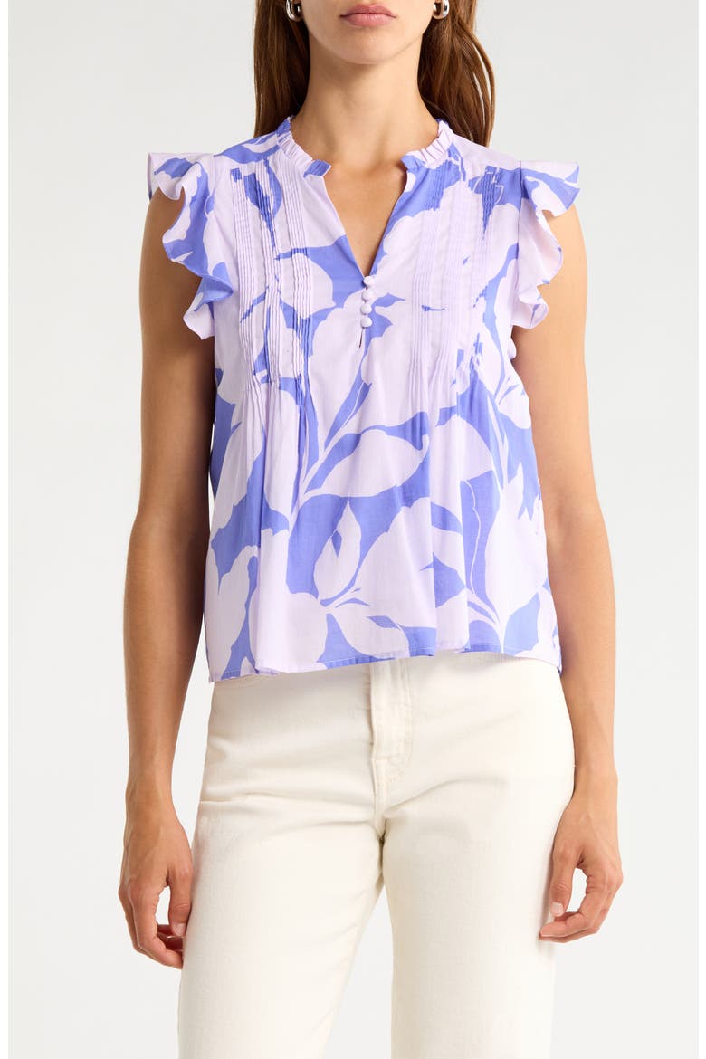 Tracy Ruffle Pleated CottonTop, Main, color, LAVENDER