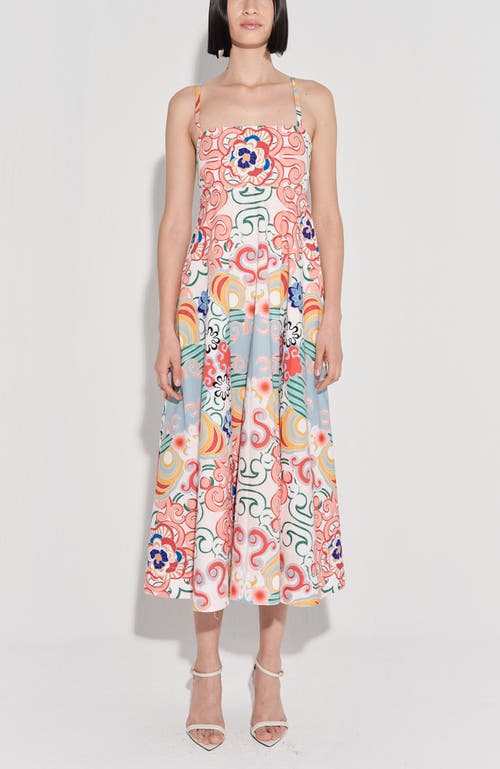 De Loreta Veracruz Spaghetti Strap Cotton Midi Sundress In Multi