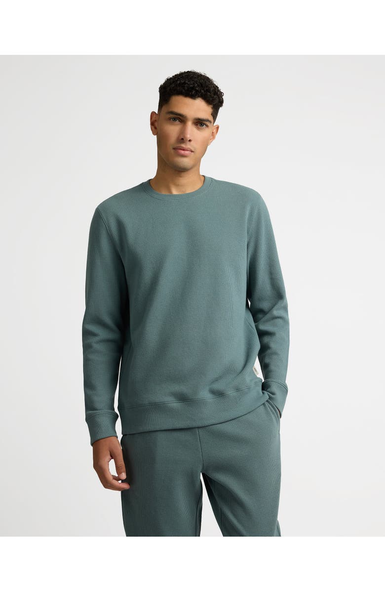 Onia Heavyweight Cotton Waffle Crewneck Sweatshirt, Main, color, Fern