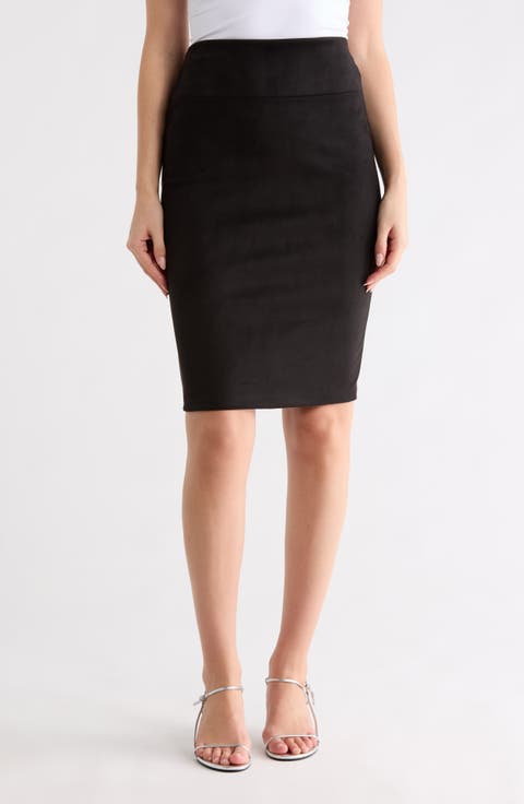 Faux Suede Pencil Skirt