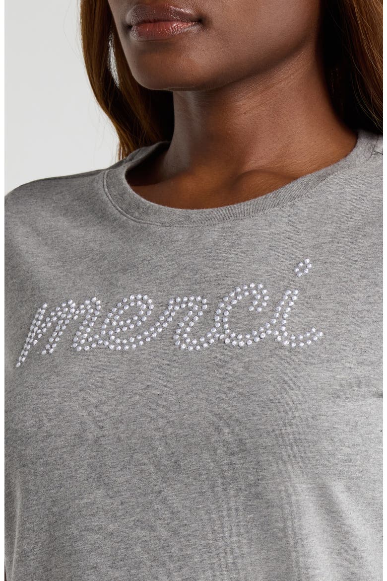 Merci Embellished Cotton Graphic T-Shirt, Alternate, color, HEATHER GREY/ WHITE