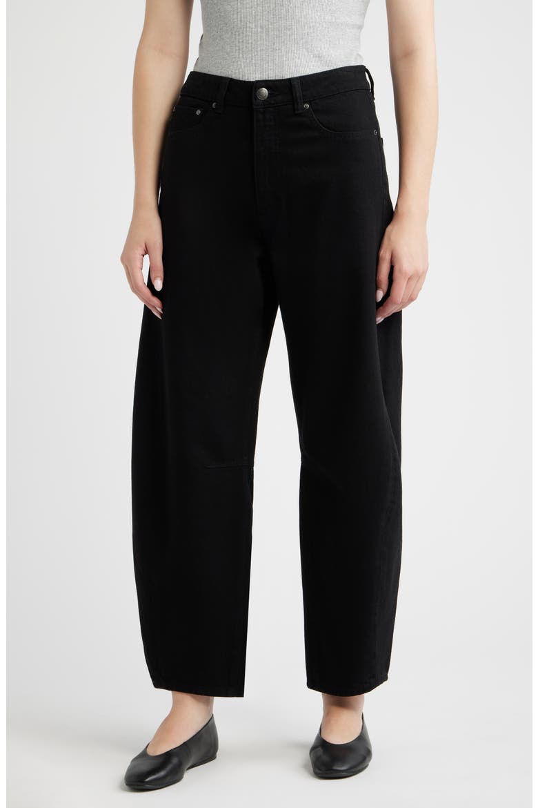 Miro High Waist Barrel Jeans, Main, color, BLACK