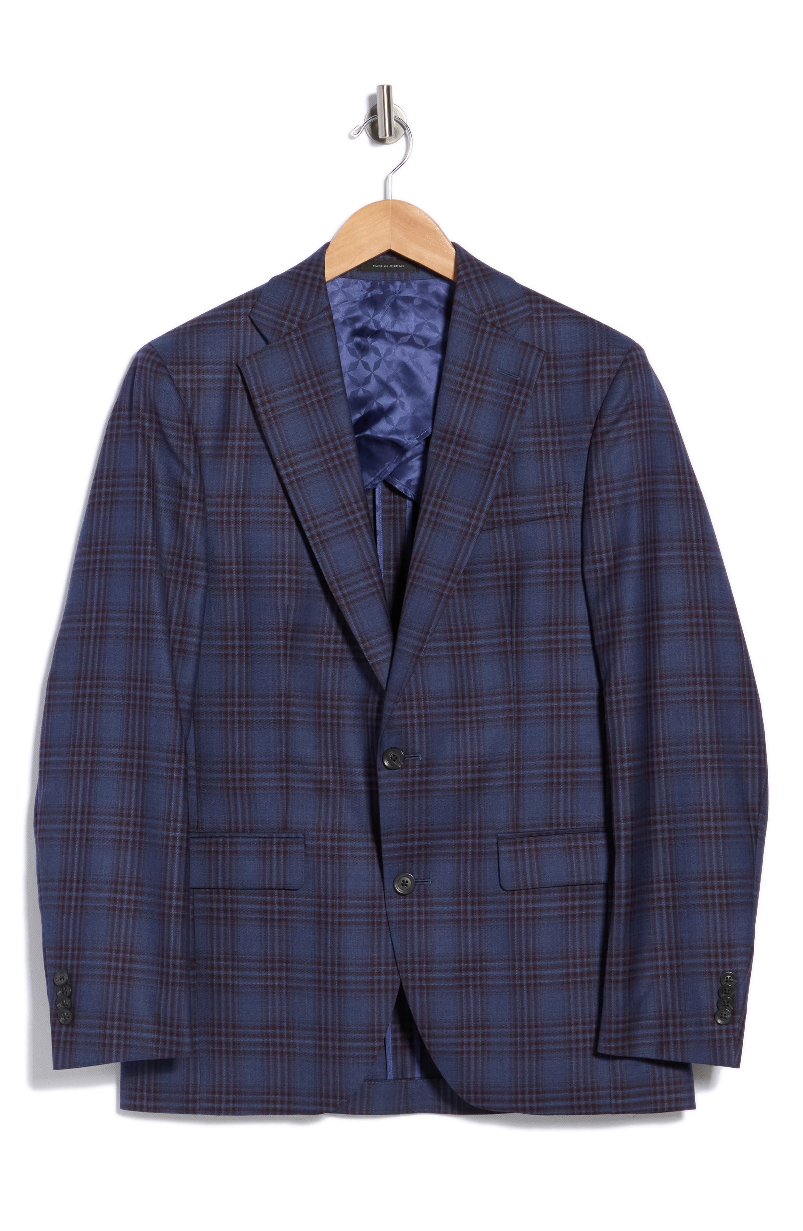 Elex Blue Plaid Wool Sport Coat