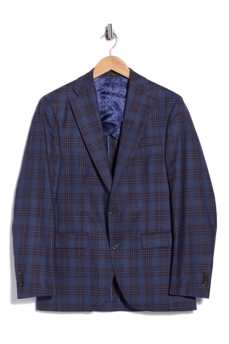 Elex Blue Plaid Wool Sport Coat, Main, color, MID BLUE