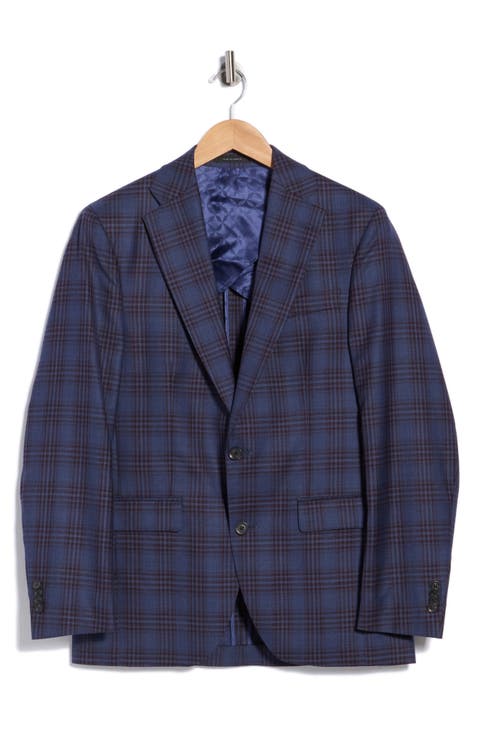 Elex Blue Plaid Wool Sport Coat