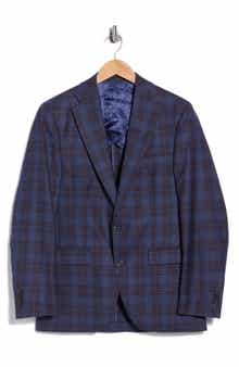 Elex Blue Plaid Wool Sport Coat
