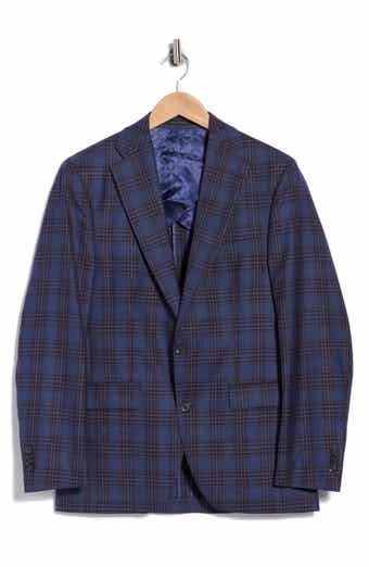 Elex Blue Plaid Wool Sport Coat