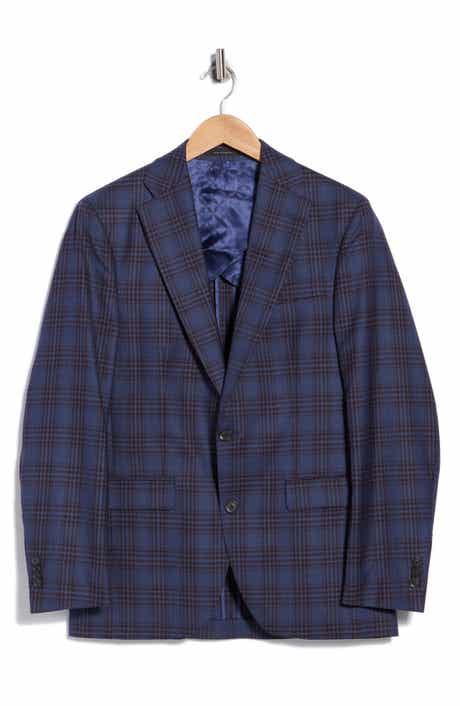 Elex Blue Plaid Wool Sport Coat