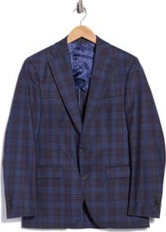 Jack Victor Elex Blue Plaid Wool Sport Coat
