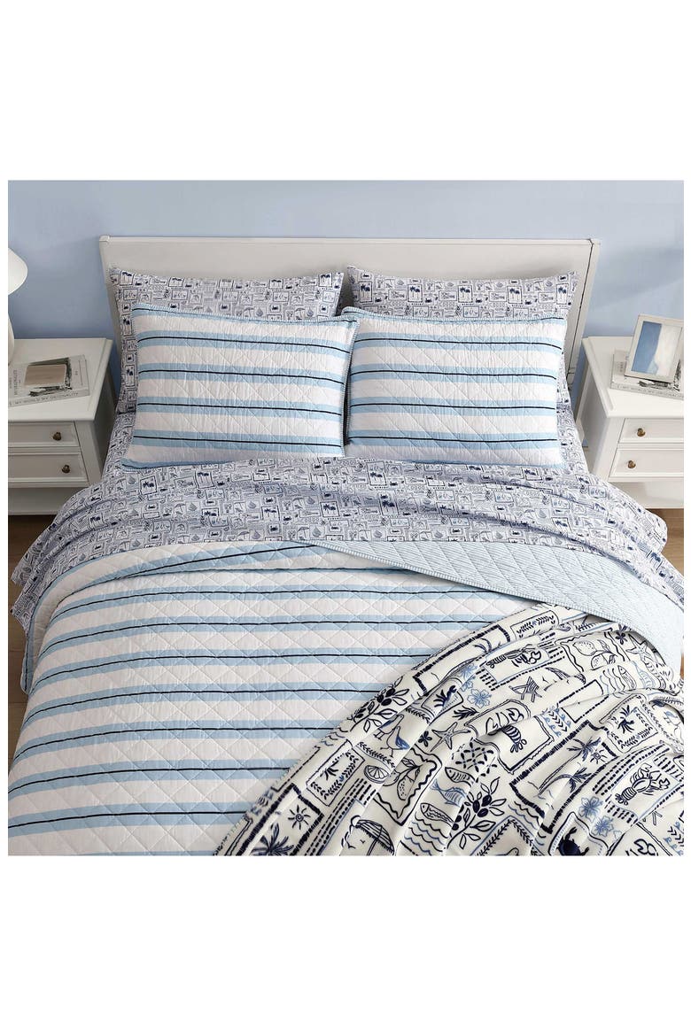 Tim Stripe Reversible Cotton Comforter & Sham Set, Alternate, color, BLUE MULTI