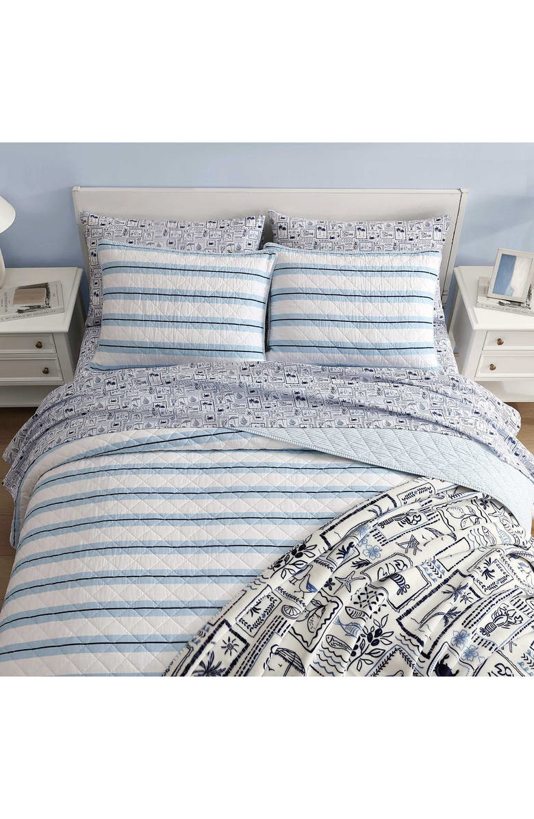 Nautica Tim Stripe Reversible Cotton Comforter & Sham Set, Alternate, color, 