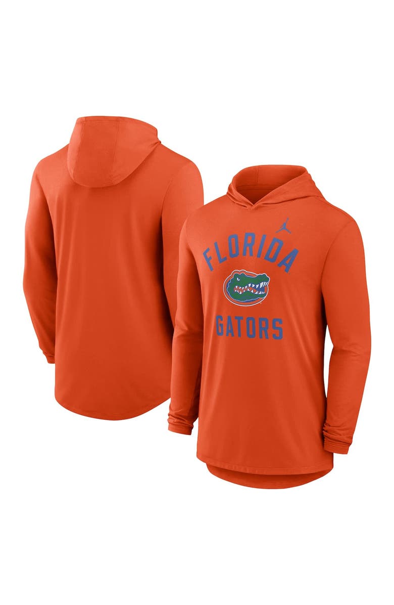 Jordan Brand Men
s Jordan Brand Orange Florida Gators Classic Arch Tri-Blend Dri-FIT Long Sleeve Hoodie T-Shirt, Main, color, 