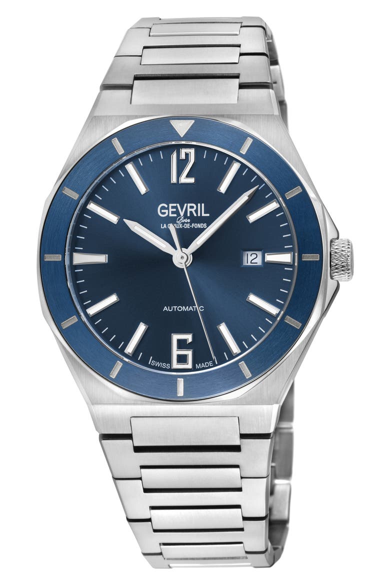 High Line Automatic Bracelet Watch, 43mm, Main, color, SILVER