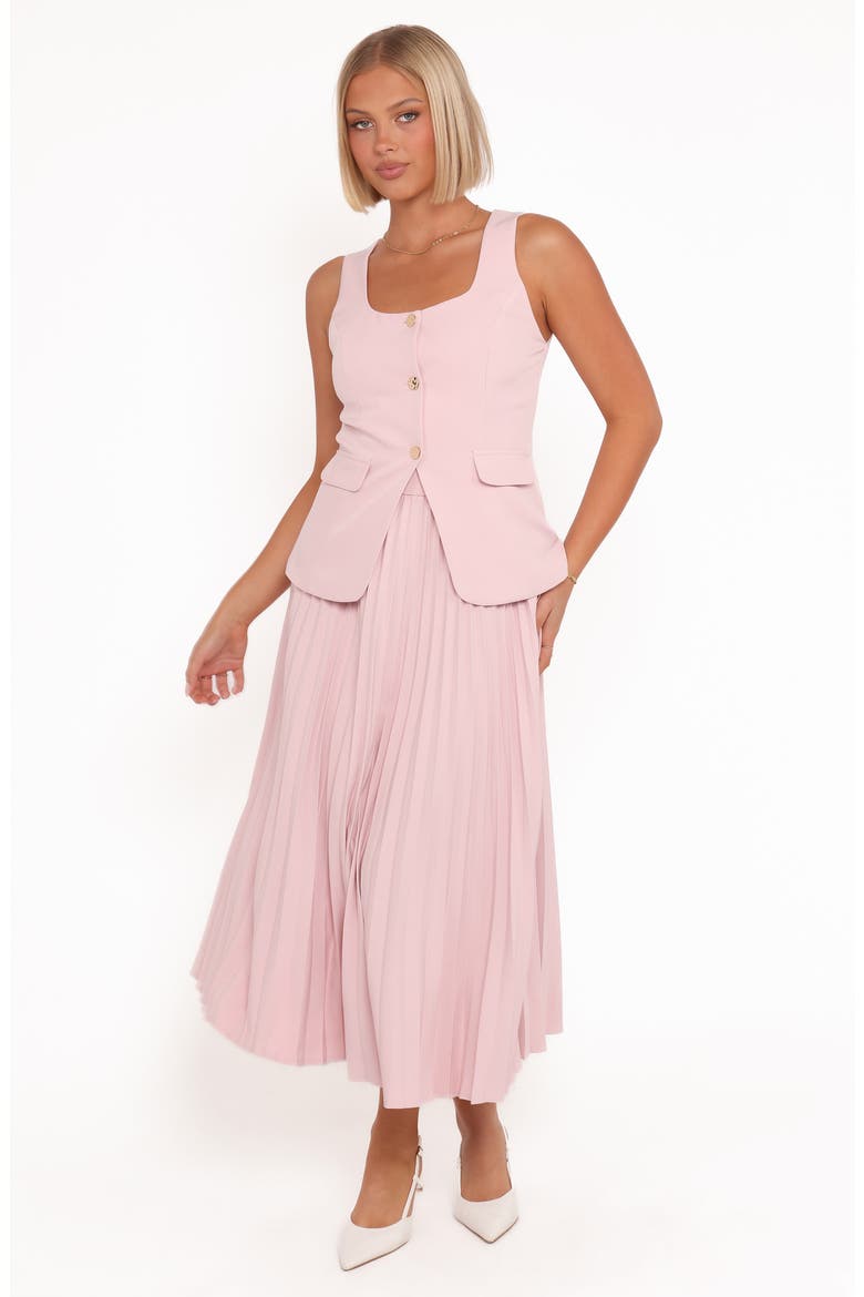 Liliana Pleated High Waist Midi Skirt, Alternate, color, PINK