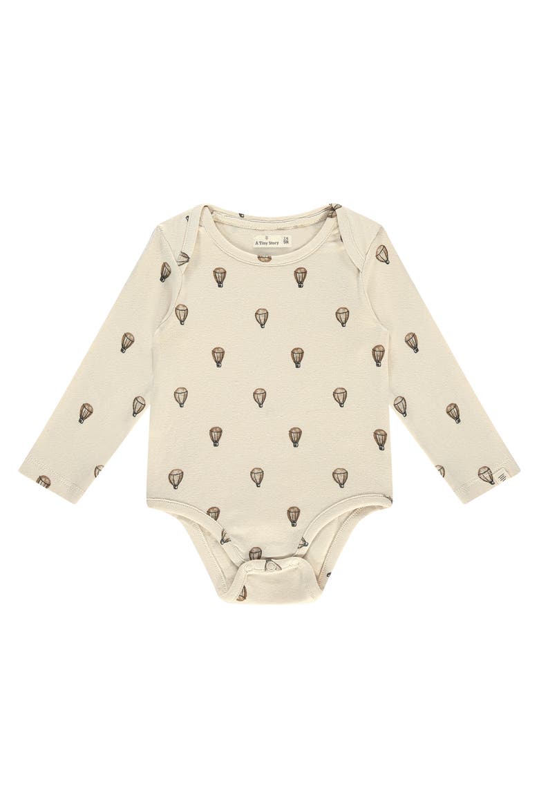 Hot Air Balloon Print Bodysuit, Main, color, Pearl