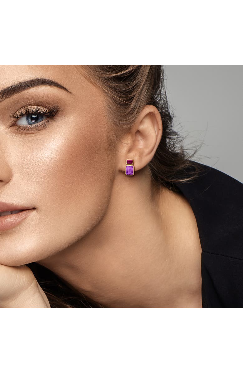 Julianna B. Gemstone Two-Stone Drop Earrings 10K, Alternate, color, Amethyst/Rhodolite