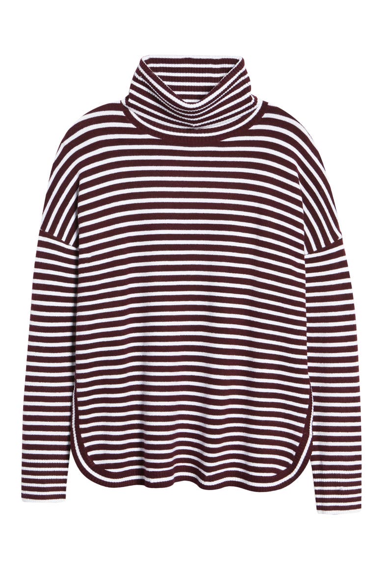 Women's Babysoft Stripe Turtleneck Top, Alternate, color, EVENING WINE/ WINTER WHITE