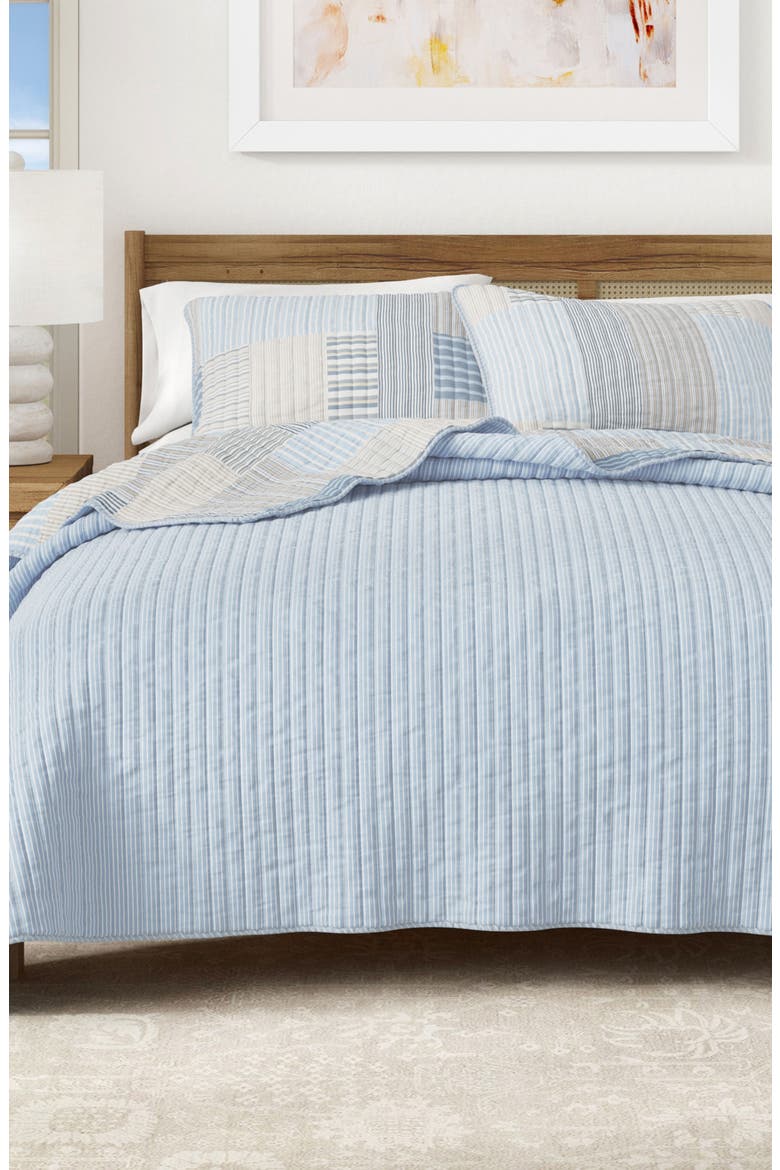 Stripe Patchwork Quilt Set, Alternate, color, BLUE STRIPE PATCHWORK