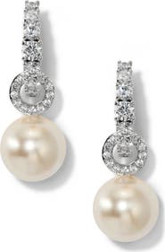 Nadri Imitation Pearl Door Knocker Drop Earrings