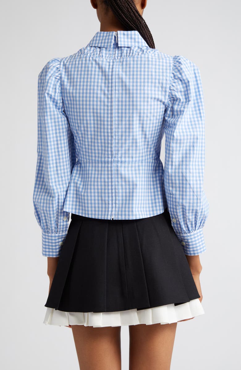 Shushu/Tong Gingham Puff Sleeve Split Hem Crop Top, Alternate, color,