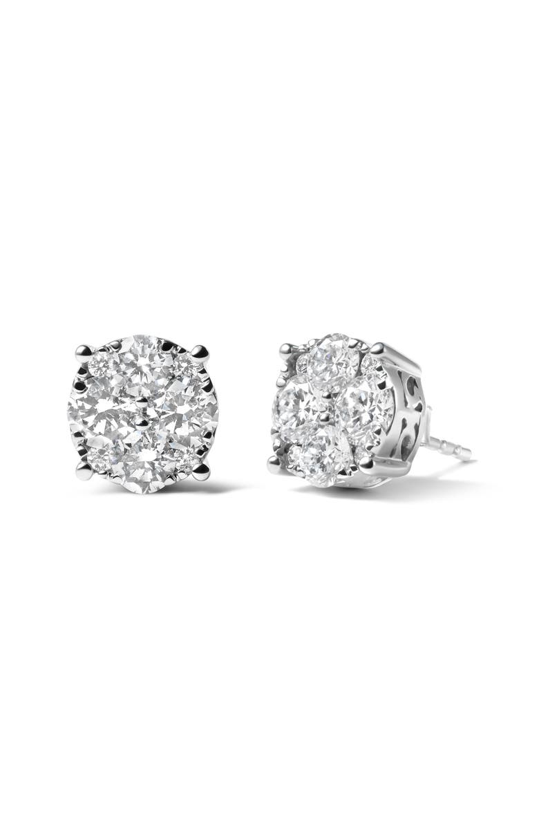 Haus of Brilliance 14K White Gold 2.00 Ct Lab Grown Diamond Cluster Stud Earrings, Alternate, color, White