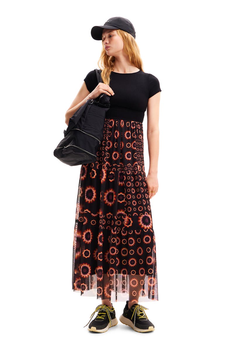 Desigual Geometric Print Combination Midi Dress, Alternate, color,