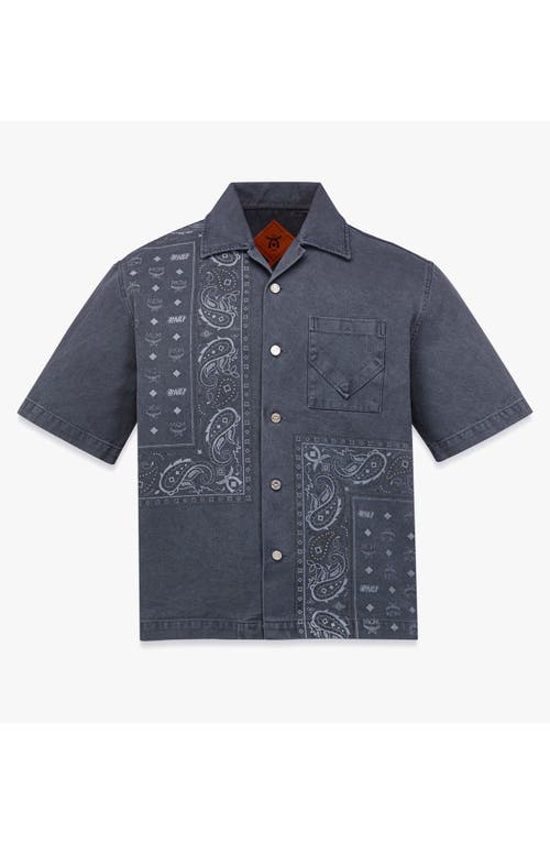 Mcm X Kasina Bandana Monogram Shirt In Oxford Cotton In Blue