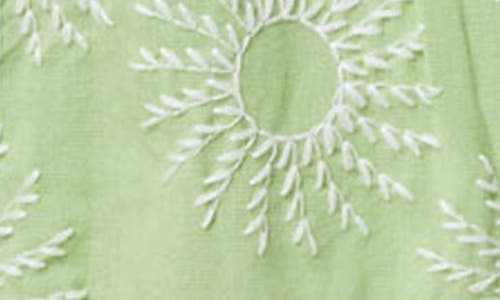 Scotch & Soda Embroidered High Waist Wide Leg Cotton & Linen Shorts In Pistachio