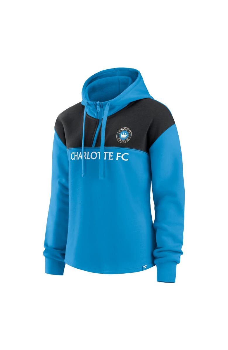 FANATICS Women's Fanatics Branded Blue Charlotte FC Fleece Quarter-Zip Hoodie, Alternate, color, 