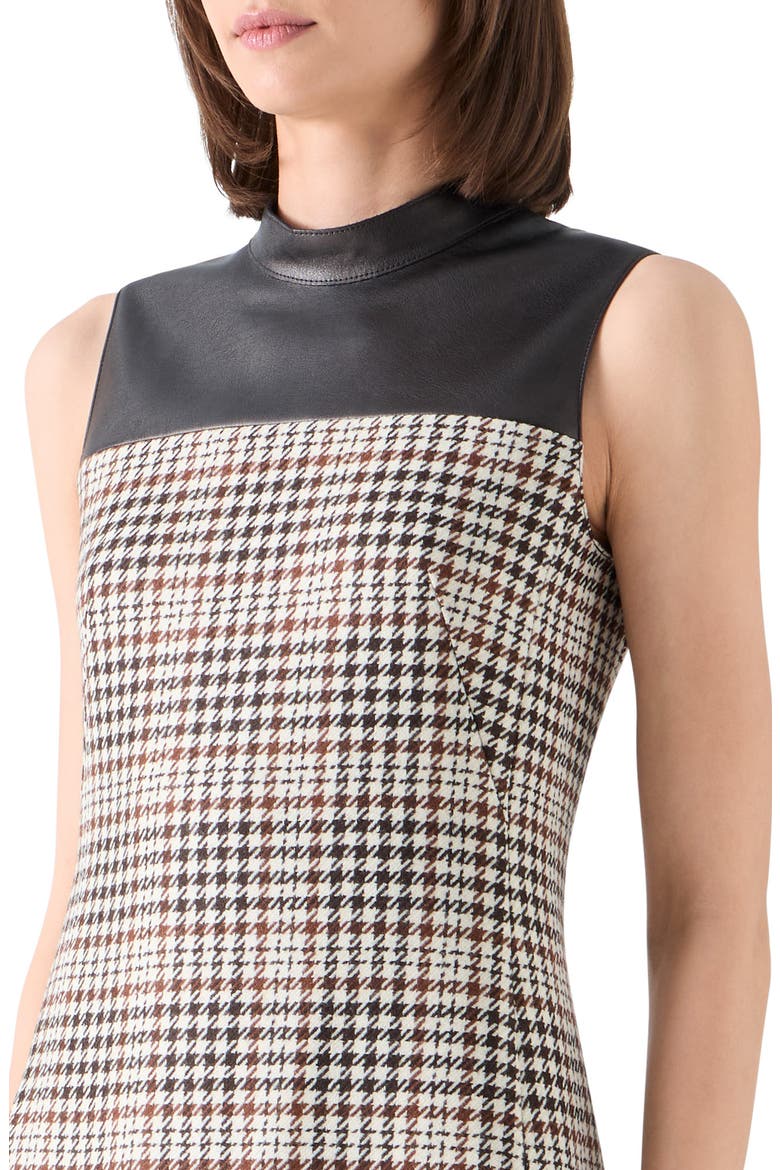 Check Tweed Wool Blend Shift Dress with Faux Leather Trim, Alternate, color, WINTER WHITE-ESPRESSO