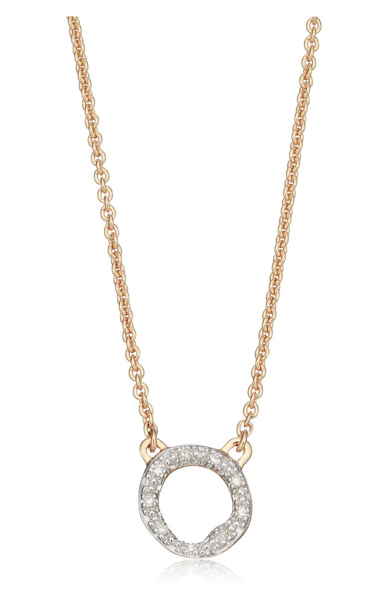 Monica Vinader Riva Diamond Circle Pendant Necklace, Main, color, Gold/ Diamonds