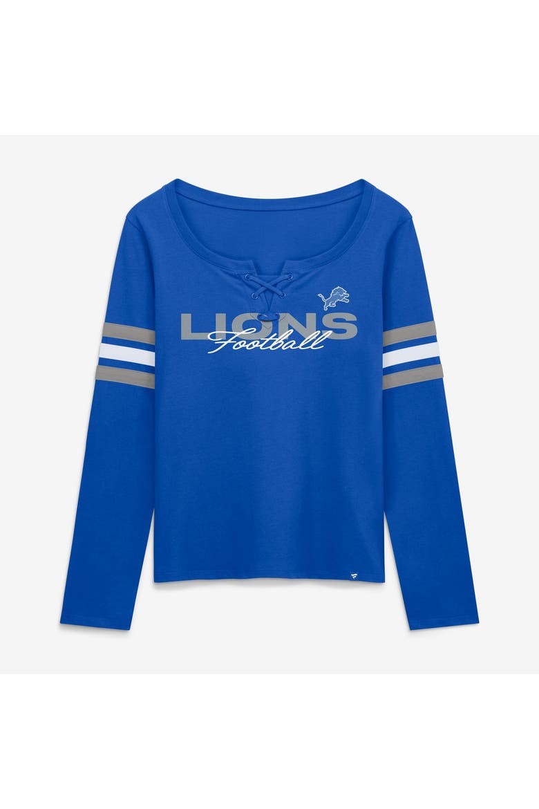 Women's Fanatics  Blue Detroit Lions Team First Coverage Scheme Lace-Up Long Sleeve T-Shirt, Main, color, Blue