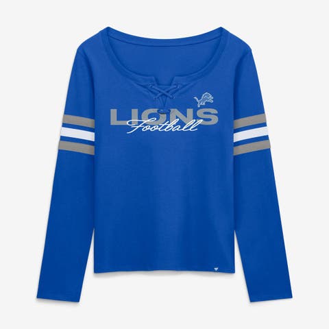 Women's Fanatics  Blue Detroit Lions Team First Coverage Scheme Lace-Up Long Sleeve T-Shirt