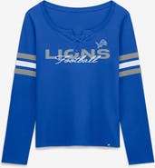 FANATICS Women's Fanatics Blue Detroit Lions Team First Coverage Scheme Lace-Up Long Sleeve T-Shirt
