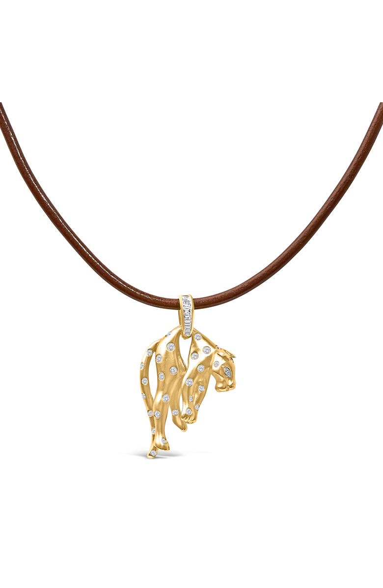 Haus of Brilliance 18K 1.00 Cttw Diamond Cat and Bail Pendant Necklace Collar with Matte Finish, Main, color, Yellow