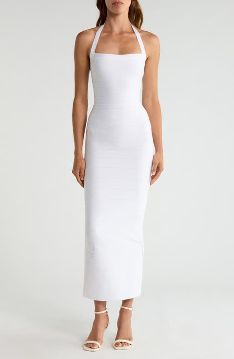 The Silhouette Halter Neck Bandage Midi Dress
