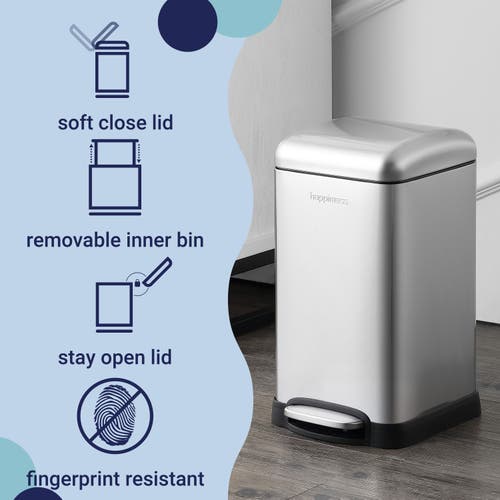 Happimess Betty Retro Mini 3.2-gallon Step-open Trash Can In Silver