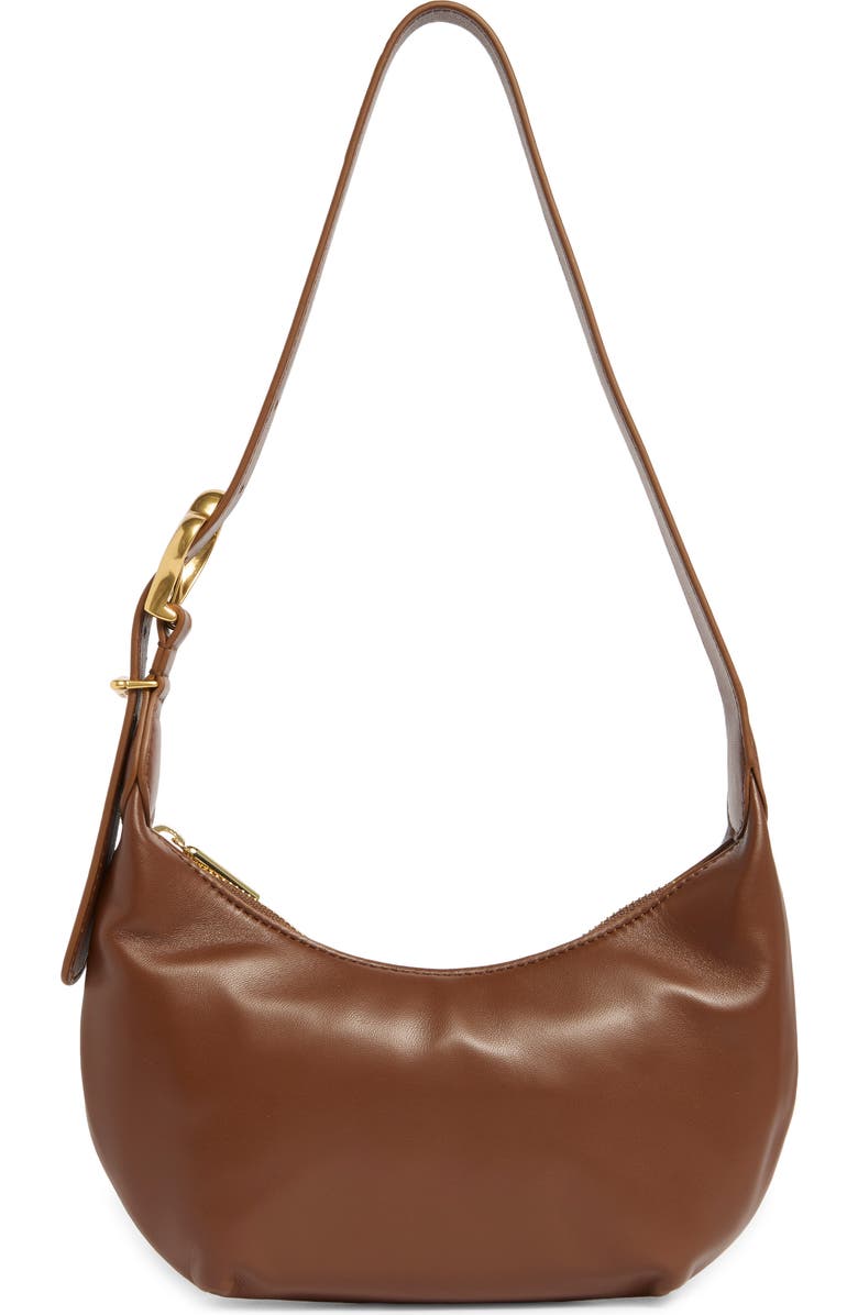 Cuyana Mini Celestia Leather Shoulder Bag, Alternate, color, Dark Chestnut
