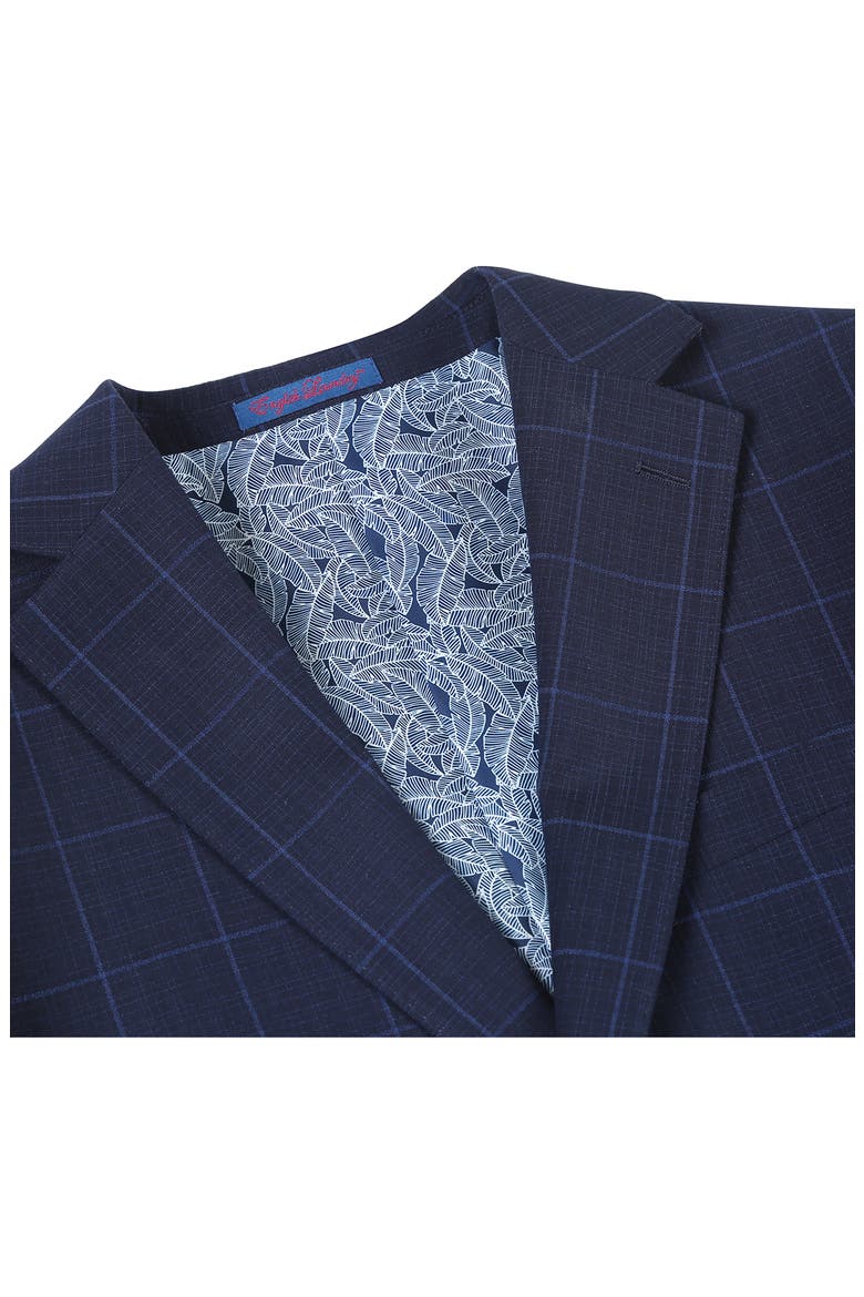 Plaid Trim Fit Notch Lapel Two-Piece Suit, Alternate, color, BLUE