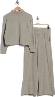 90 DEGREE BY REFLEX Marled Pique Perry Two-Piece Lounge Set
