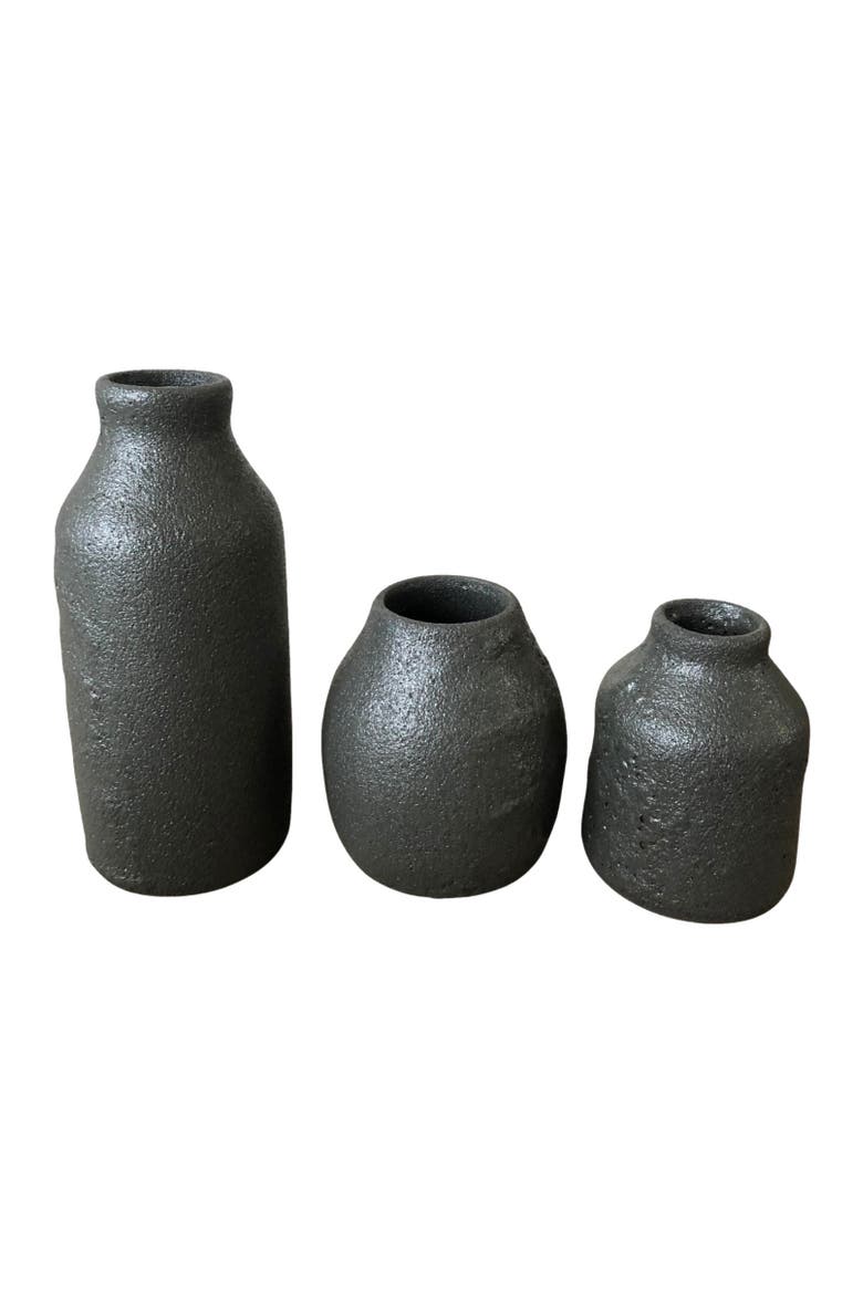 Tall Bottle Crater Vase, Alternate, color, Black