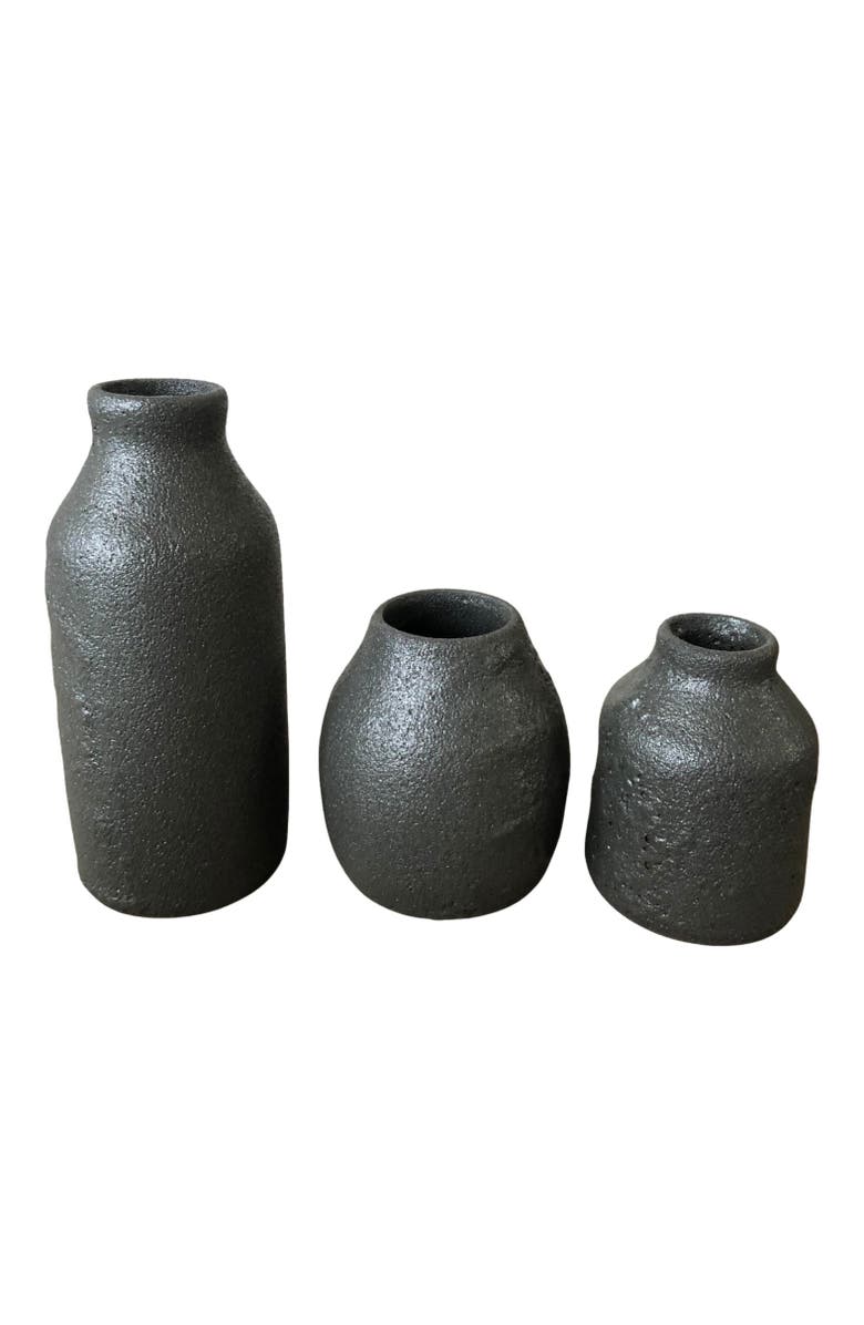 Gina DeSantis Ceramics Tall Bottle Crater Vase, Alternate, color, Black