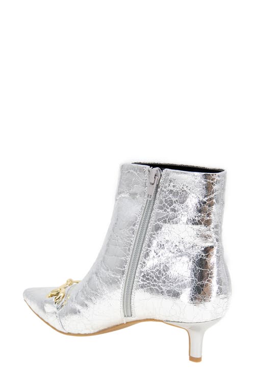 Bcbg Darmena Pointed Toe Kitten Heel Bootie In Silver