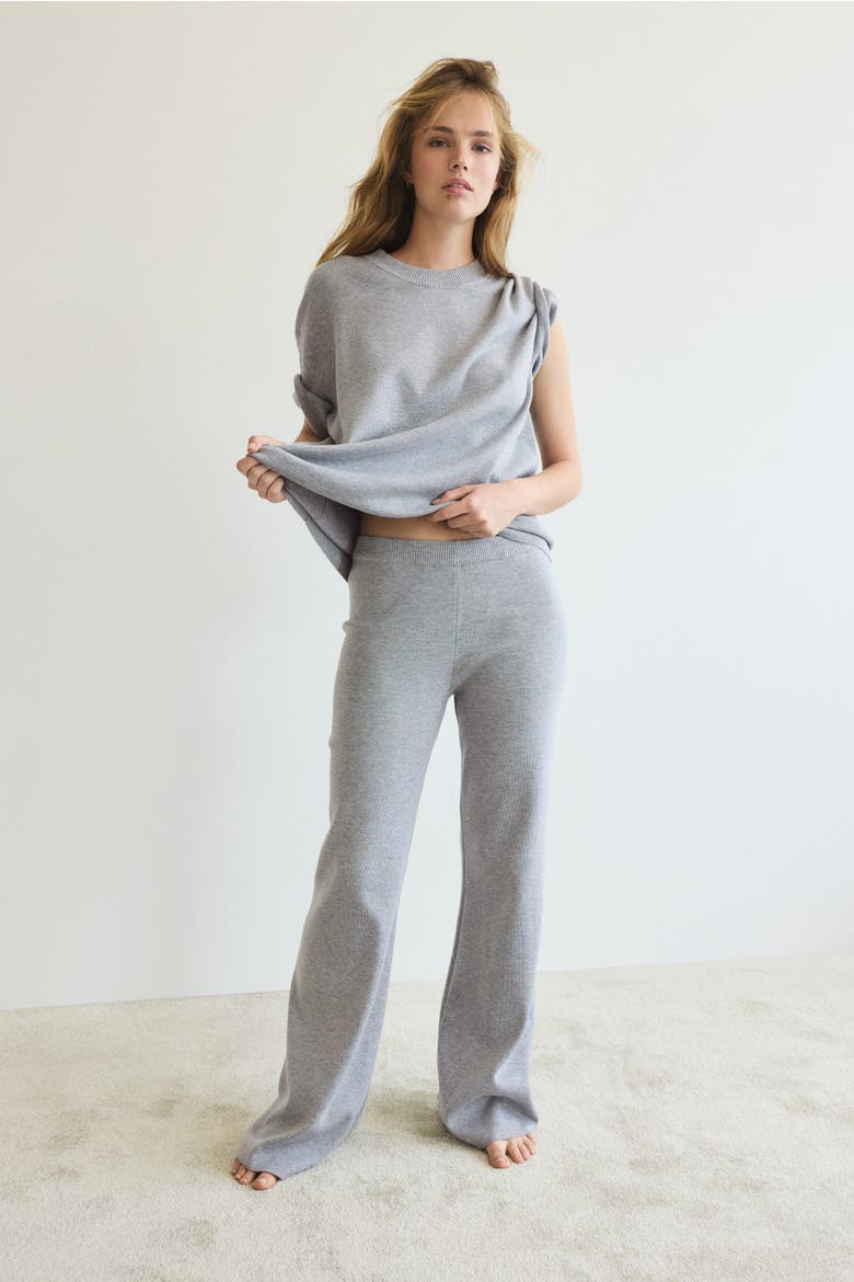 Fine-knit Trousers, Main, color, Gray melange