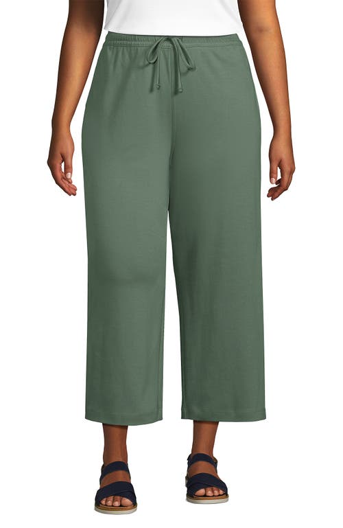 LANDS' END LANDS' END PLUS SIZE SPORT KNIT ELASTIC WAIST WIDE LEG CROP PANTS